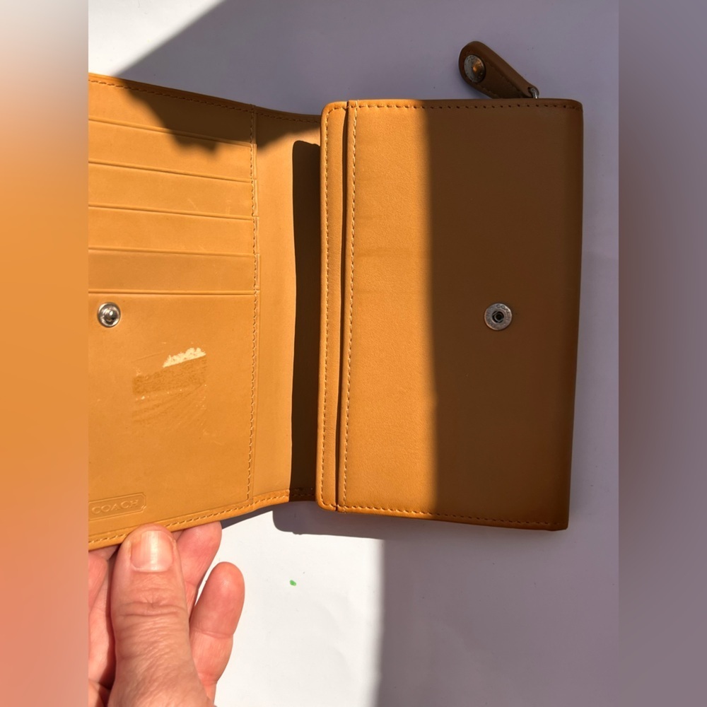 Coach Orange brown butter leather bifold wallet Leather Wallet - Picture 6 of 11